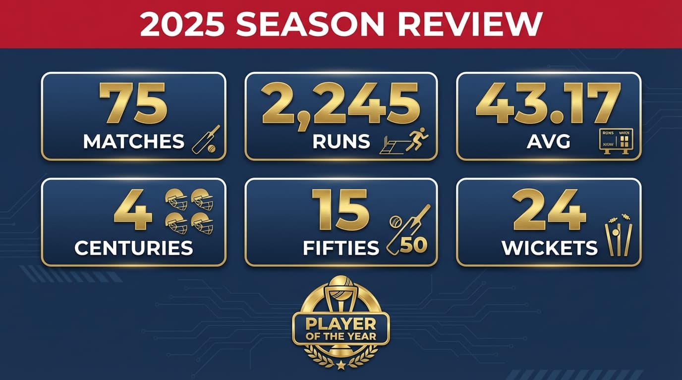 2025 Season Review: 75 Matches, 4 Centuries, Player of the Year